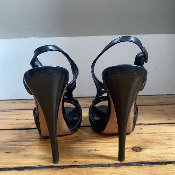FENDI spuntata cuoietto nero heels sandal black Size 37 - Picture 7 of 16